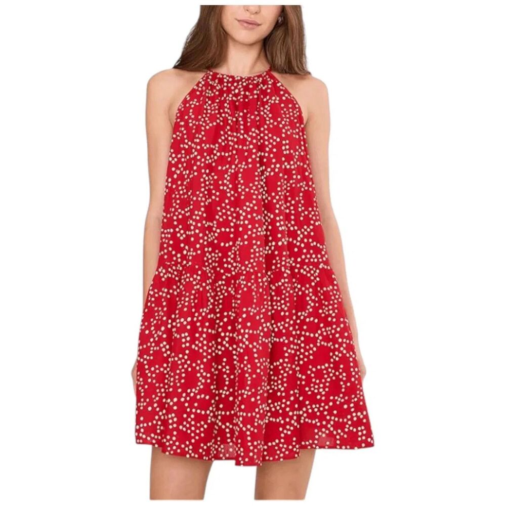 New MADEWELL Aubriella Drop-Waist Minidress Polka Dot Red Medium